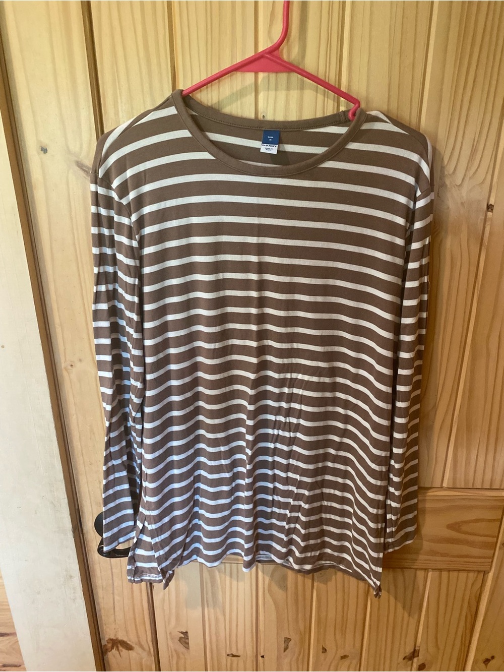 Old Navy Brown and White Striped Long Sleeve Tee